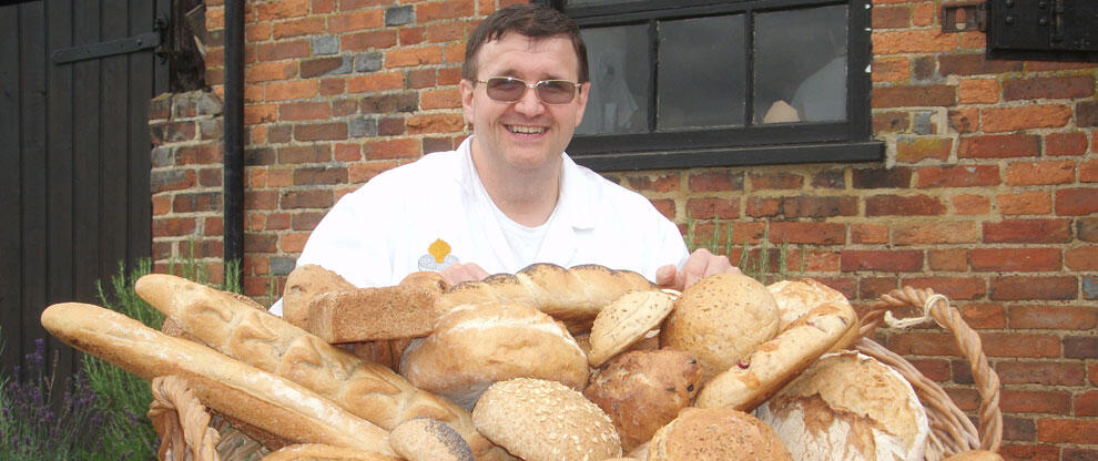 Baker and bread basket