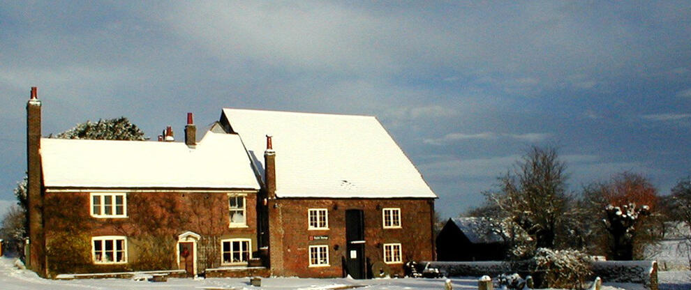 Redbournbury millhouse and mill in winter