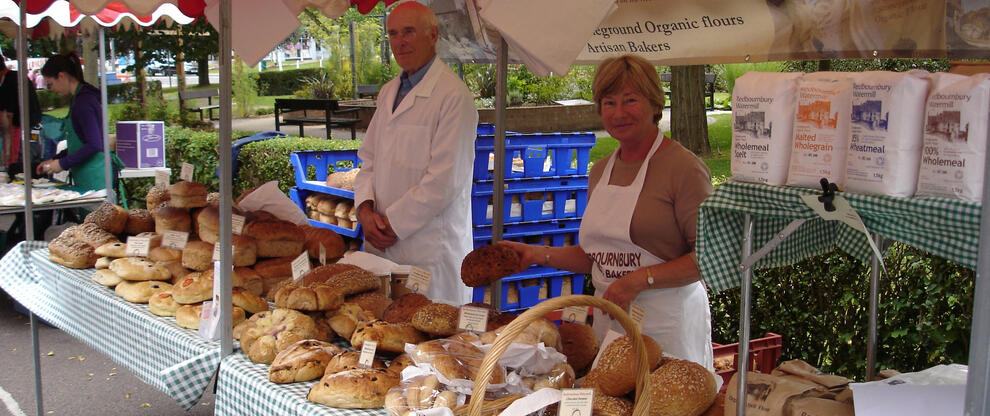 Selling bread at Harpenden Farmers Market